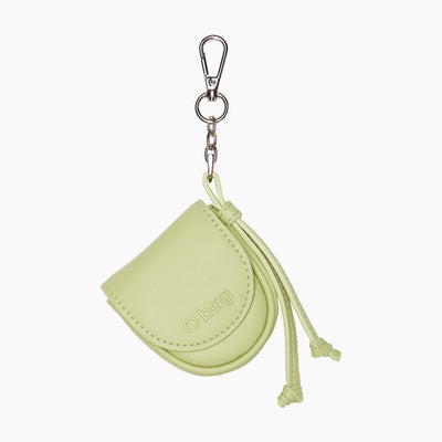 CHARM ACCESSORY WITH SNAP HOOK O BAG COINS NAPPA EASY - ECO LEATHER - CELERY GREEN