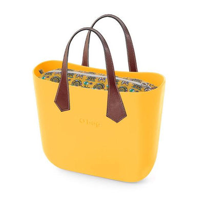 O BAG MINI XL EXTRALIGHT® WITH ZIP INNER BAG LUNA PARK & HANDLES IN ECO LEATHER in CITRUS