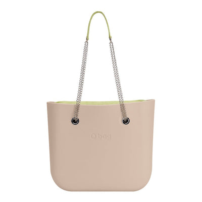 O BAG CLASSIC XL EXTRALIGHT® WITH SUEDE EFFECT FABRIC AVOCADO INNER BAG & T-CHAIN AVOCADO HANDLES IN SAND